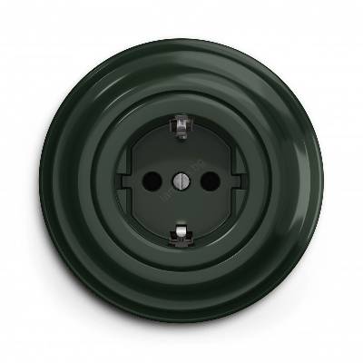 - Ретро домашна розетка SCHUKO с рамка 230V/16A, зелена (KA0061G)