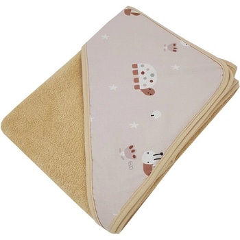 EKO Osuška na kúpanie s kapucňou bavlnená Bees Beige 100x100 cm