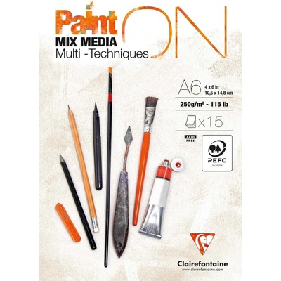 Clairefontaine Paint'On Скицник 15 A6 250 g (960060C)