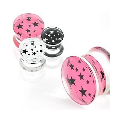 Šperky4U plug s hvězdami PL01071-06W bílá