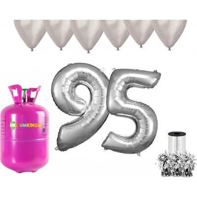 HeliumKing Helium párty set na 95. narozeniny se stříbrnými balónky