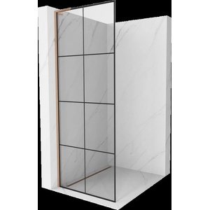 Mexen Kioto L стена за душ Walk-in 90 x 200 cm, черна решетка, четкана мед - 800-090-103-65-77 (800-090-103-65-77)