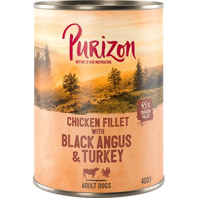 Purizon Adult Puppy: kuracie filety s hovädzím Black Angus a morčacím 12 x 400 g