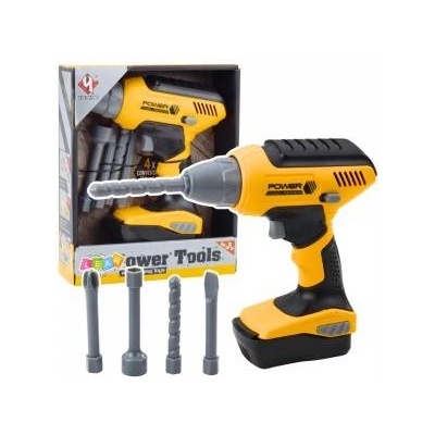 LEAN Toys Battery Powered Drill Driver 4 Interchangeable Bits LED Light