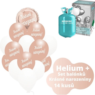 balonky.cz Helium set růžovo-zlatý kruh +balónky KRÁSNÉ NAROZENINY