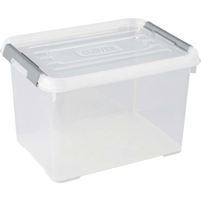 Curver 243946 Úložný box, HANDY, stohovatelné, 400 x 290 x 150 mm, transparentní, stříbrná, 1 ks