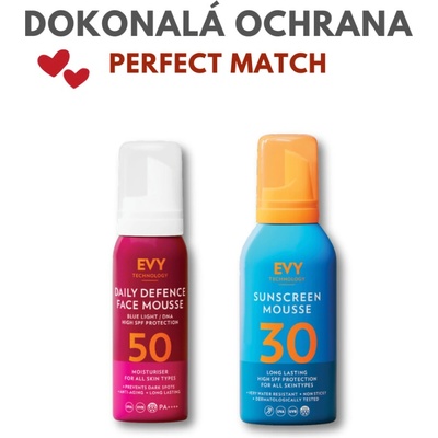 Evy Perfect Match Set Daily Defence Face Mousse Cancer Awareness SPF50 75 ml + Sunscreen Mousse SPF30 100 ml