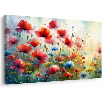 Obraz červené máky a modré chrpy - 60x40