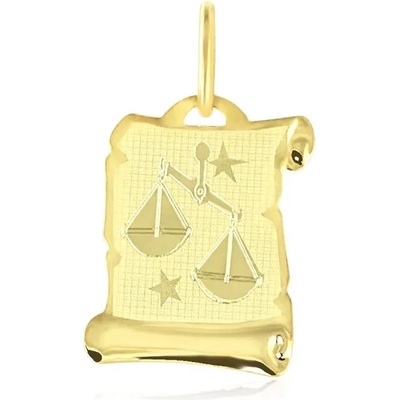 Gemmax Zlatý přívěsek na pergamenu s gravírováním znamení RYBY GUPYN 43011