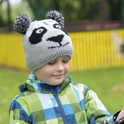 dětská pletená čepice medvídek podšitá fleece