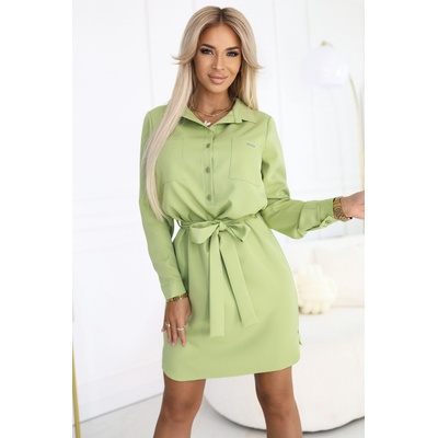 Numoco Ризообразна оливена рокля CAMILLE с джобове и връзване numoco | Zelen | ЖЕНИ | S