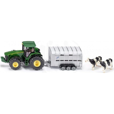 Siku Super Traktor John Deere s přívěsem pro přepravu dobytka vč. 2 krav 1:50