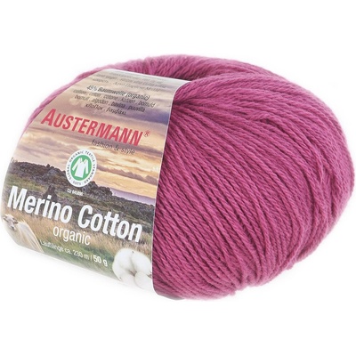 Austermann MERINO COTTON - 55% vlna merino, 45% bavlna - Ručně pletací příze Barva: 07 FUCHSIE