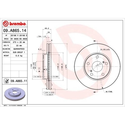 Brzdový kotúč BREMBO 09.A865.11