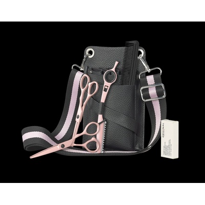 Original Scissor Set Mia Pink w/Pouch 5,5" - set ružových strihacích, efilačných nožníc a zrezávača a hrebeňa v púzdre