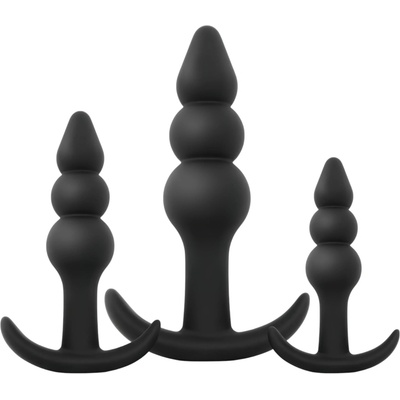 EasyToys - анален плъг сет с топчета - 3 части - черен