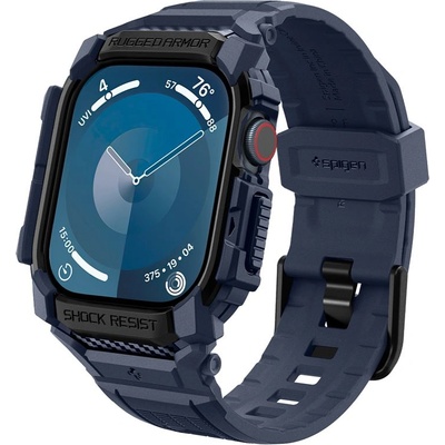 Spigen Удароустойчив TPU кейс с вградена каишка за Apple Watch 10 42мм (2024) - Spigen Rugged Armor Case Pro (тъмносин) (ACS08592)
