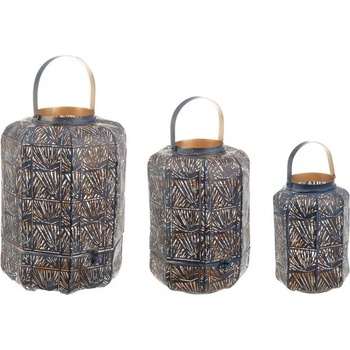 Bizzotto Комплект 3 бр. фенери kaylie синьо-златни, широки (0141198)