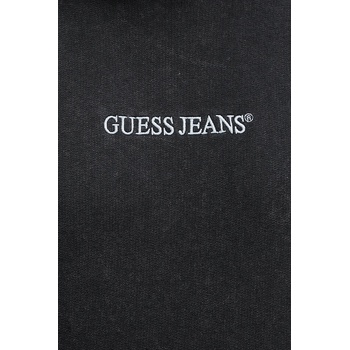 Guess Jeans Памучен суичър Guess Jeans в черно с качулка с апликация W5BQ15 KCPR1 (W5BQ15.KCPR1)