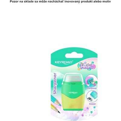 Strúhadlo KEYROAD Pastel color collection plastové s dvomi otvormi, gumou blister mix farieb 1ks