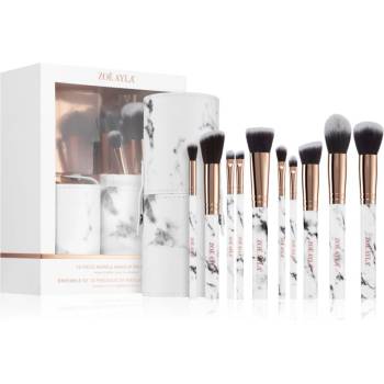 Zoë Ayla Makeup Brush Set Marble 10 Piece комплкет четки с калъф