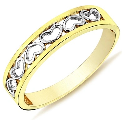 Lillian Vassago Prsten zdobený srdíčky z kombinovaného zlata LLV98 GR030YW