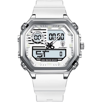 Poedagar Мъжки цифров часовник Poedagar CS1766, силикон, син, бял циферблат (CS1766)