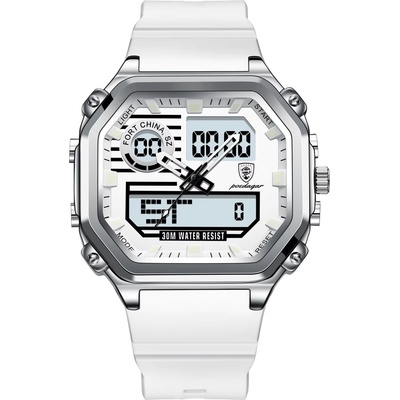 Poedagar Мъжки цифров часовник Poedagar CS1766, силикон, син, бял циферблат (CS1766)