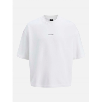 JACK & JONES Риза с къс ръкав Jack and Jones Men's Print Back Short Sleeve Crew Sweatshirt - Bright White