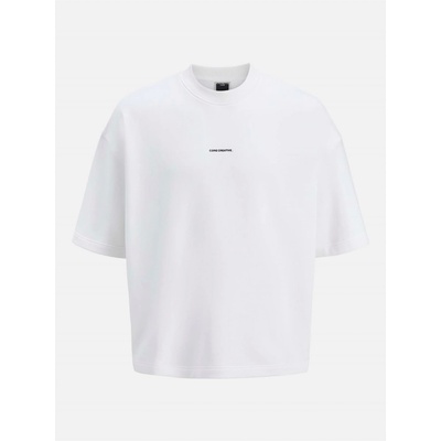 JACK & JONES Риза с къс ръкав Jack and Jones Men's Print Back Short Sleeve Crew Sweatshirt - Bright White