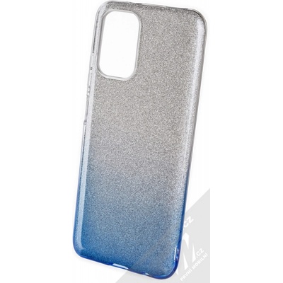 Pouzdro 1Mcz Shining Duo TPU třpytivé ochranné Xiaomi Redmi Note 10, Redmi Note 10S, Poco M5s stříbrná modré