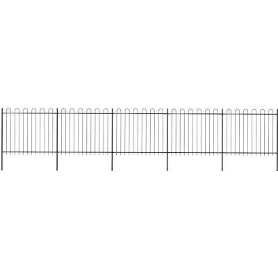 OMAXI Zahradní plot s obloukem nahoře ocelový 838 x 150 cm černý 710990