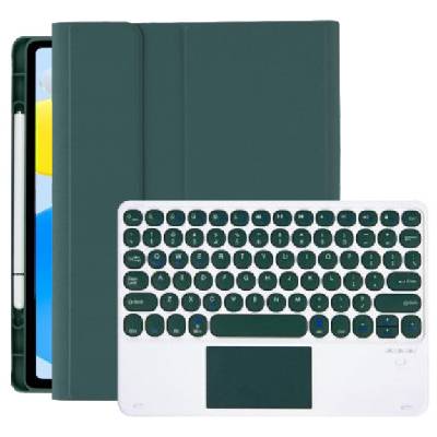 Калъф с клавиатура с кръгли бутони, тъчпад и място за Apple Pencil за iPad Air 4 (2020) / Air 5 (2022) / Pro 11" (2018) - петролносиньо (75454)