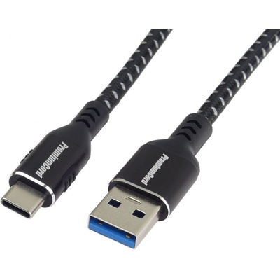 PremiumCord ku31cx05 USB-C - USB 3.0 A (USB 3.2 generation 1, 3A, 5Gbit/s) bavlněný oplet a hliníkové konektory, 0,5m