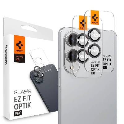 2 комплекта предпазни стъклени лещи за камерата на Samsung Galaxy S25 Edge - Spigen Glass tR EZ Fit Optik Pro Lens Protector 2 Pack (черен)