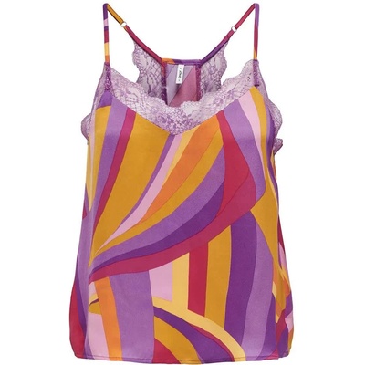 Тениска Only Felicia Lace sleeveless T-shirt - Multicolor (Bright Rose / Aop Occ Stripe)