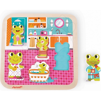 Janod puzzle Žabky v koupelně 5 dílů
