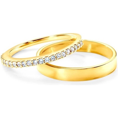 Savicki Snubní prsteny Share Your Love žluté zlato diamanty ploché OBR SYL D Z