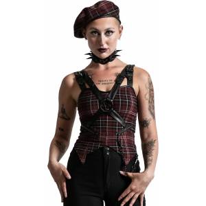 KILLSTAR Дамски потник (топ) KILLSTAR - Jaded Strap - BLOOD TARTAN - KSRA003954
