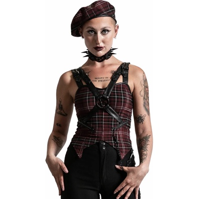 KILLSTAR Дамски потник (топ) KILLSTAR - Jaded Strap - BLOOD TARTAN - KSRA003954