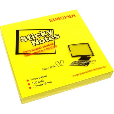 Самозалепващи листчета Sticky 75/75мм неон жълти