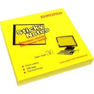  Самозалепващи листчета Sticky 75/75мм неон жълти