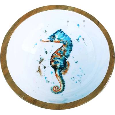 SEA Club Mísa - Mořský koník, mangové dřevo se smaltem 20 x 7,5 cm