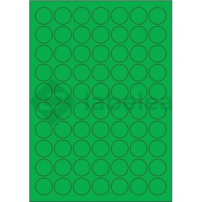 Labelea Samolepiace etikety kruh 25x25 mm farebné papierové, na hárku A4, pre laserovú a atramentovú tlač, Farba etikiet Zelená, Počet hárkov v balení 100 EPY999025PG070S