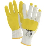 Sara Workwear Работни ръкавици yellow bruk - памучно-полиестерни, покрити с латекс (1-19-rpl013-20-34-10)