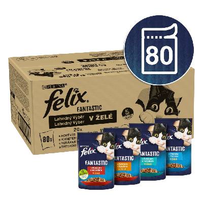 Felix Fantastic Multipack hovězí/ kuře/ tuňák/treska v želé 80x85g