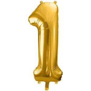 Party Deco Фолиев Балон Цифра, Злато - 86см - 1 (fb1m-1-019)