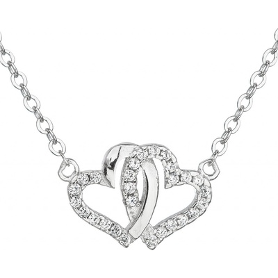 Evolution Group Strieborný náhrdelník so zirkónom biele srdce 12006.1