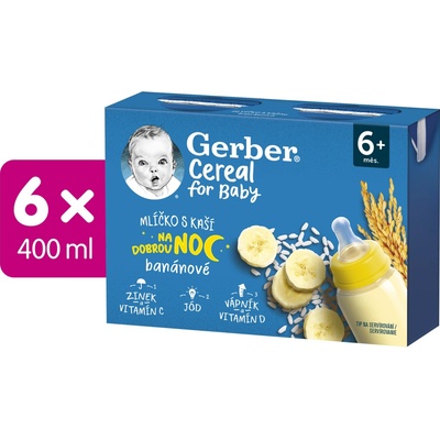 GERBER Ovesné vločky mléčné s banánem 6x2x200 ml
