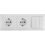 Aigostar - Троен ключ №3 и 2x SCHUKO розетки 230V с бяла рамка (AI2830)